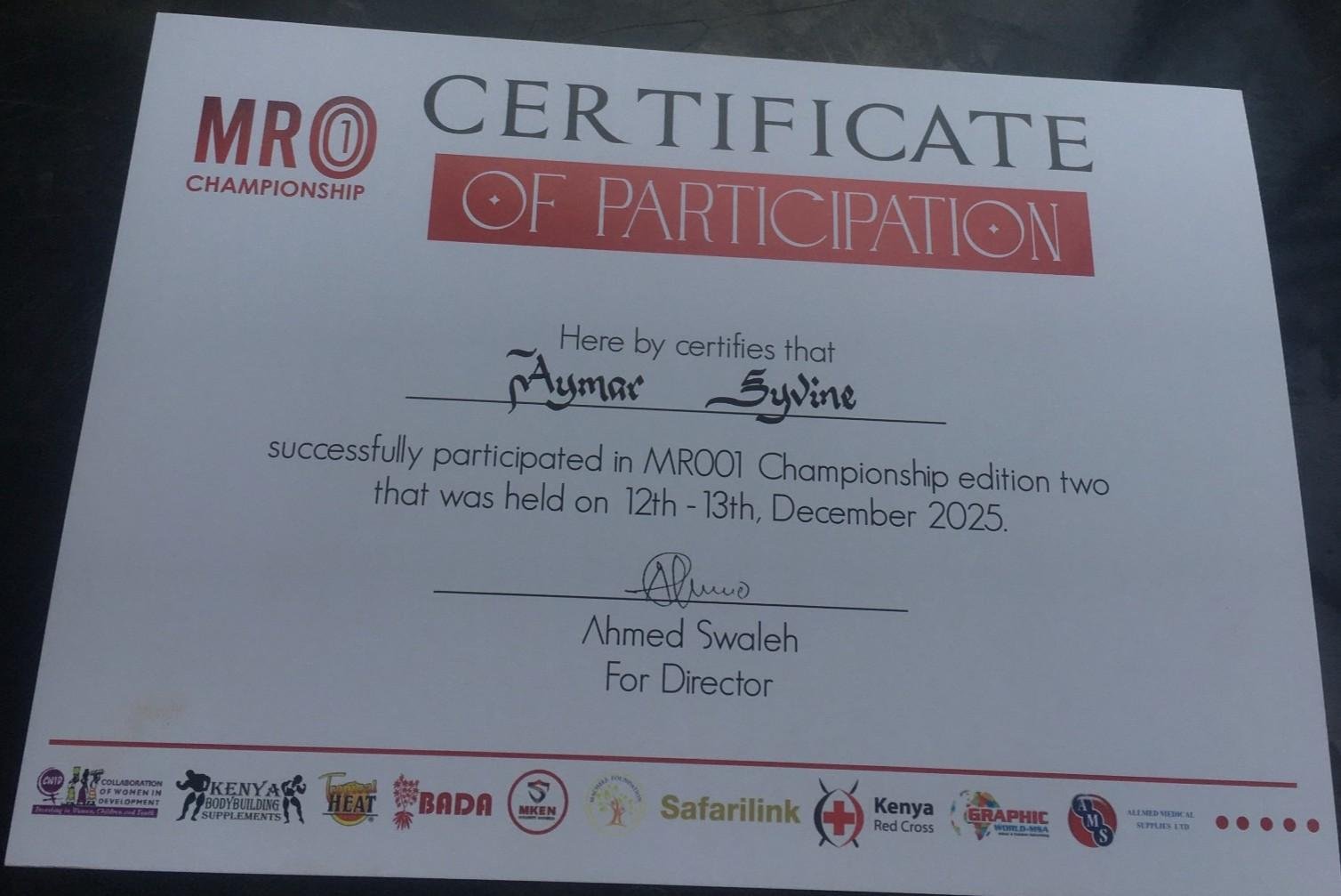 Prejudging Experience Certificate